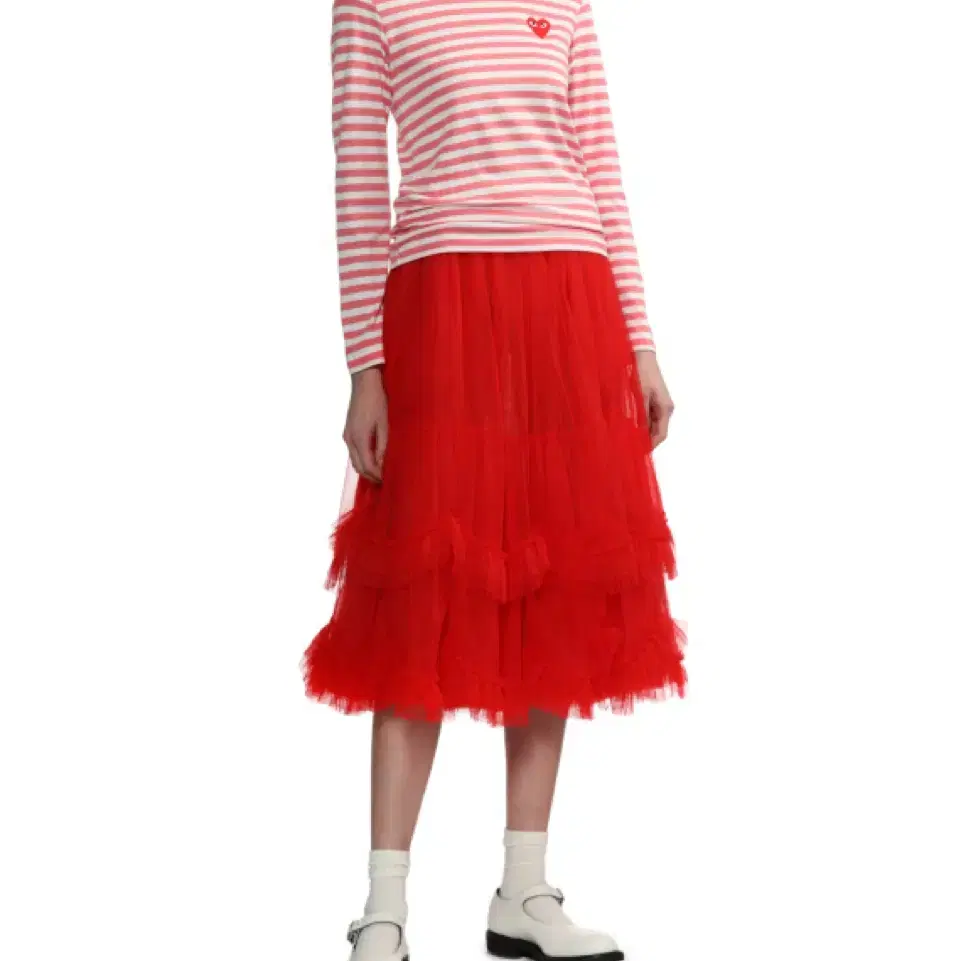 꼼데가르송 걸 girl ruffled tiered tulle skirt