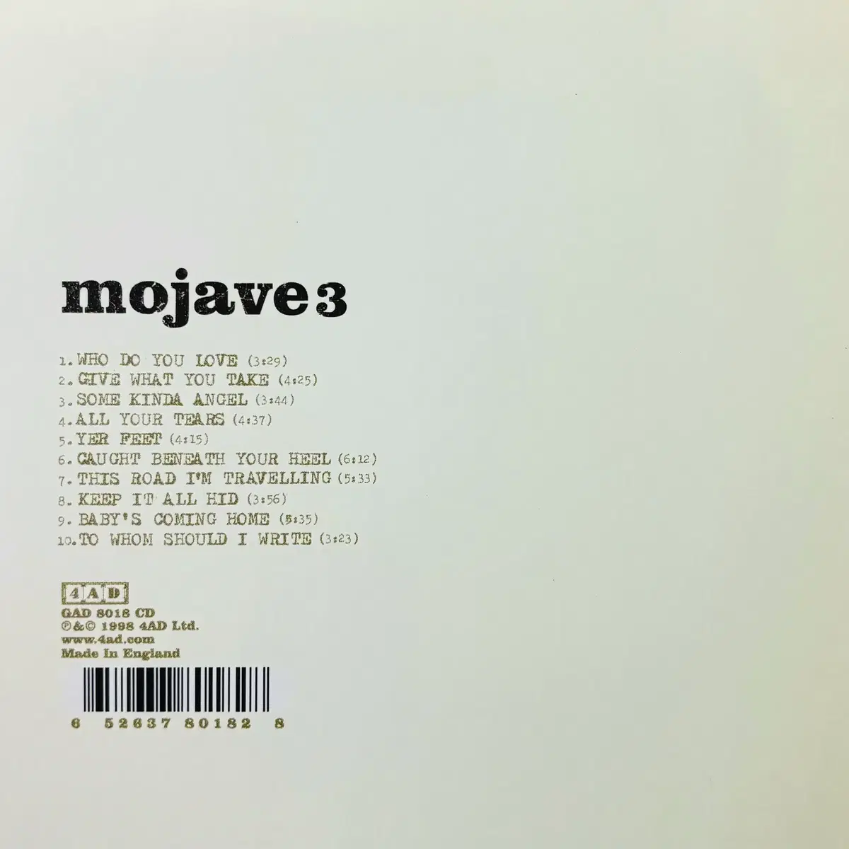 Mojave 3 - Out Of Tune (CD) 영국반 초판 민트급중고