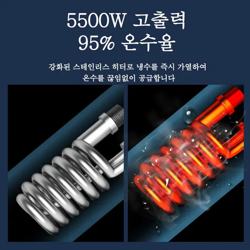 전기순간온수기 주방 샤워 세면대 욕실 온도조절 5500W 벽결이형