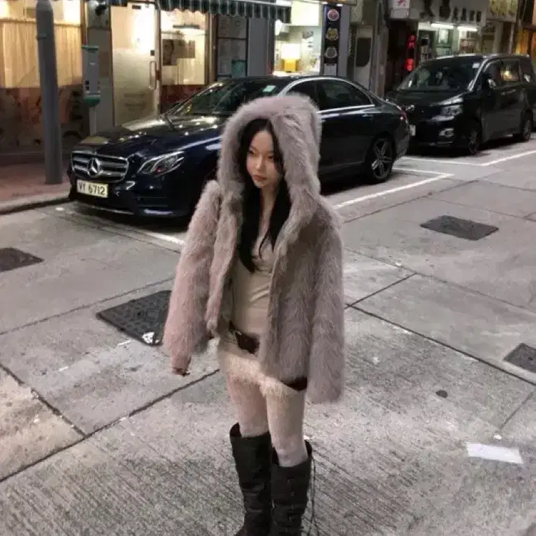 하몽마켓 fur crop jacket 후드퍼 자켓 크롭 후드 퍼 하몽