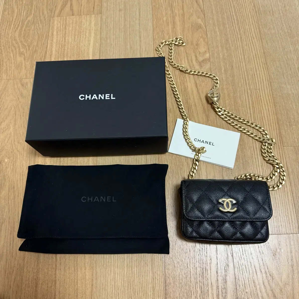 New Arrival Genuine Chanel Caviar 22 Heart Ball Bold Chain Ultra Mini Bag Crossbody Bag