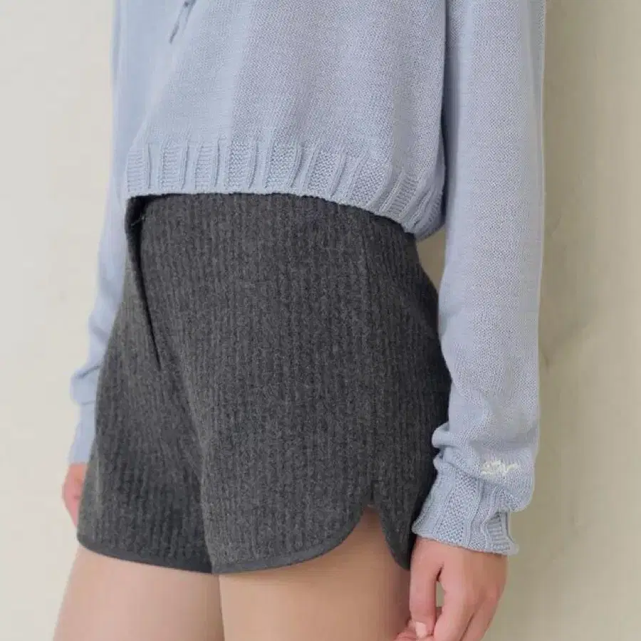 타낫 T/T Rib round short pants (gray)