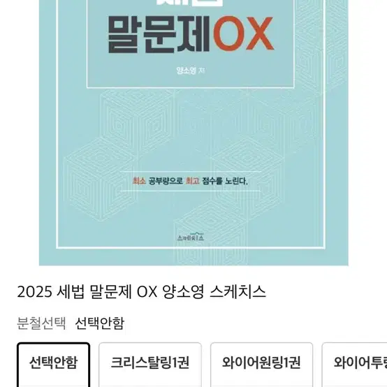 2025 양소영 세법 말문제 ox 팝니다