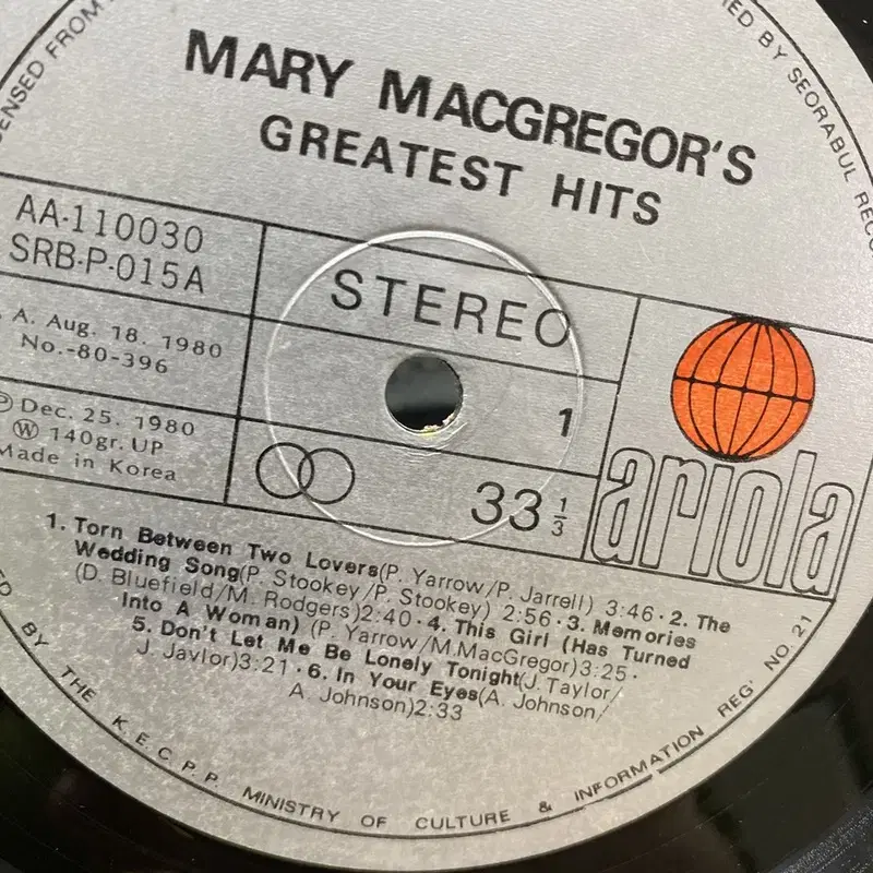 MARY MACGREGORS HITS LP / AA6746