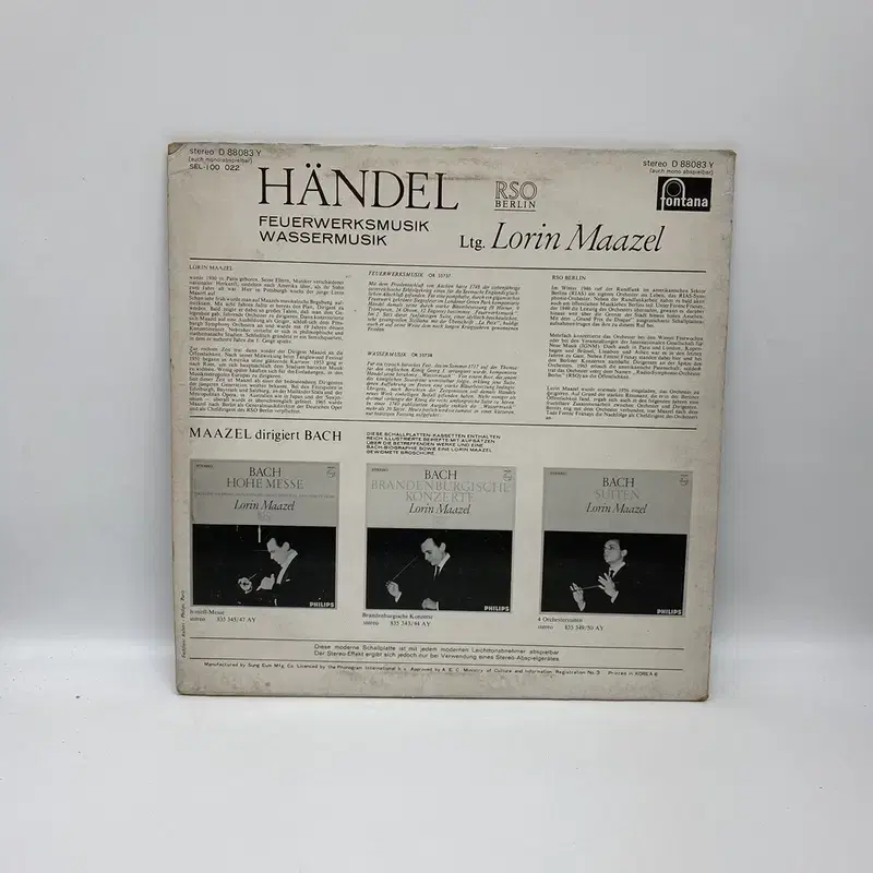 HANDEL  LORIN MAAZE  LP / AA6759