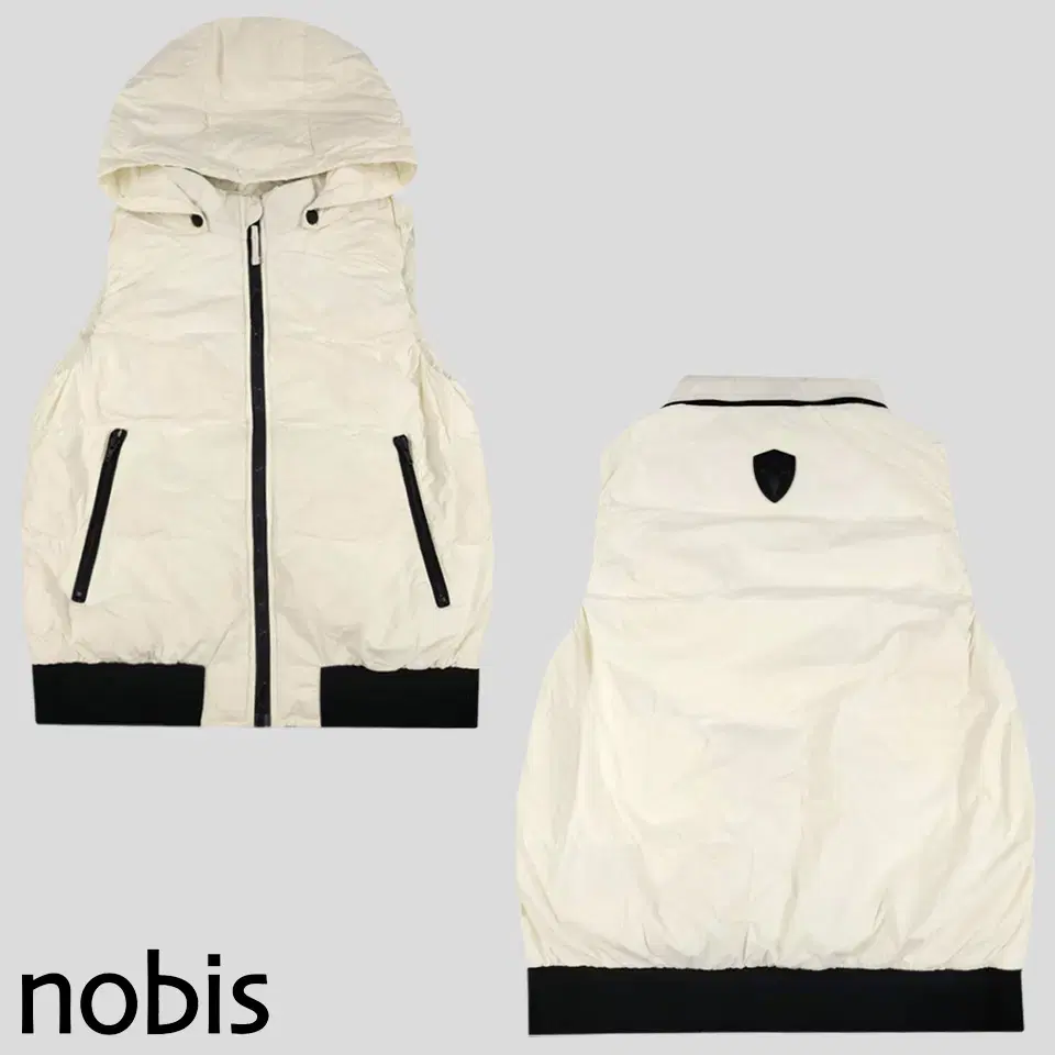 NOBIS 노비스 크림 화이트 패치로고 덕다운 오리털 패딩조끼 패딩베스트