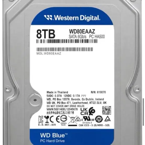 웨스터디지털 블루 WD BLUE 하드디스크 8테라 NAS