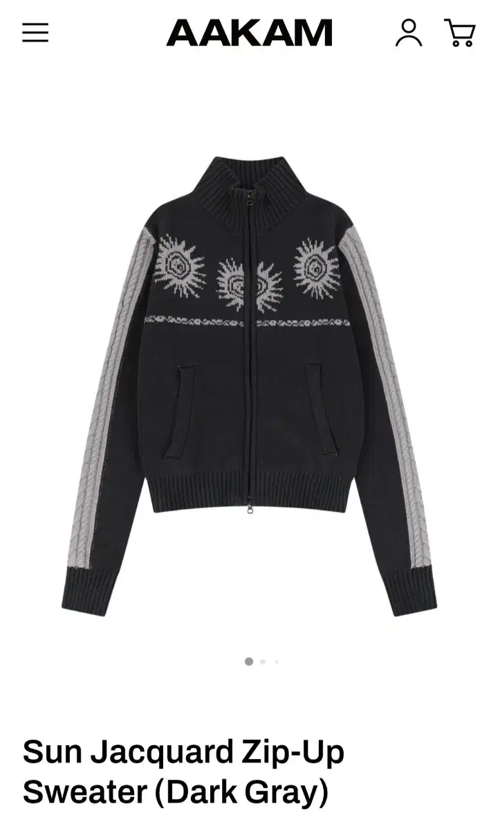 Aakam sun jacquard zip-up sweater(다크그레이)