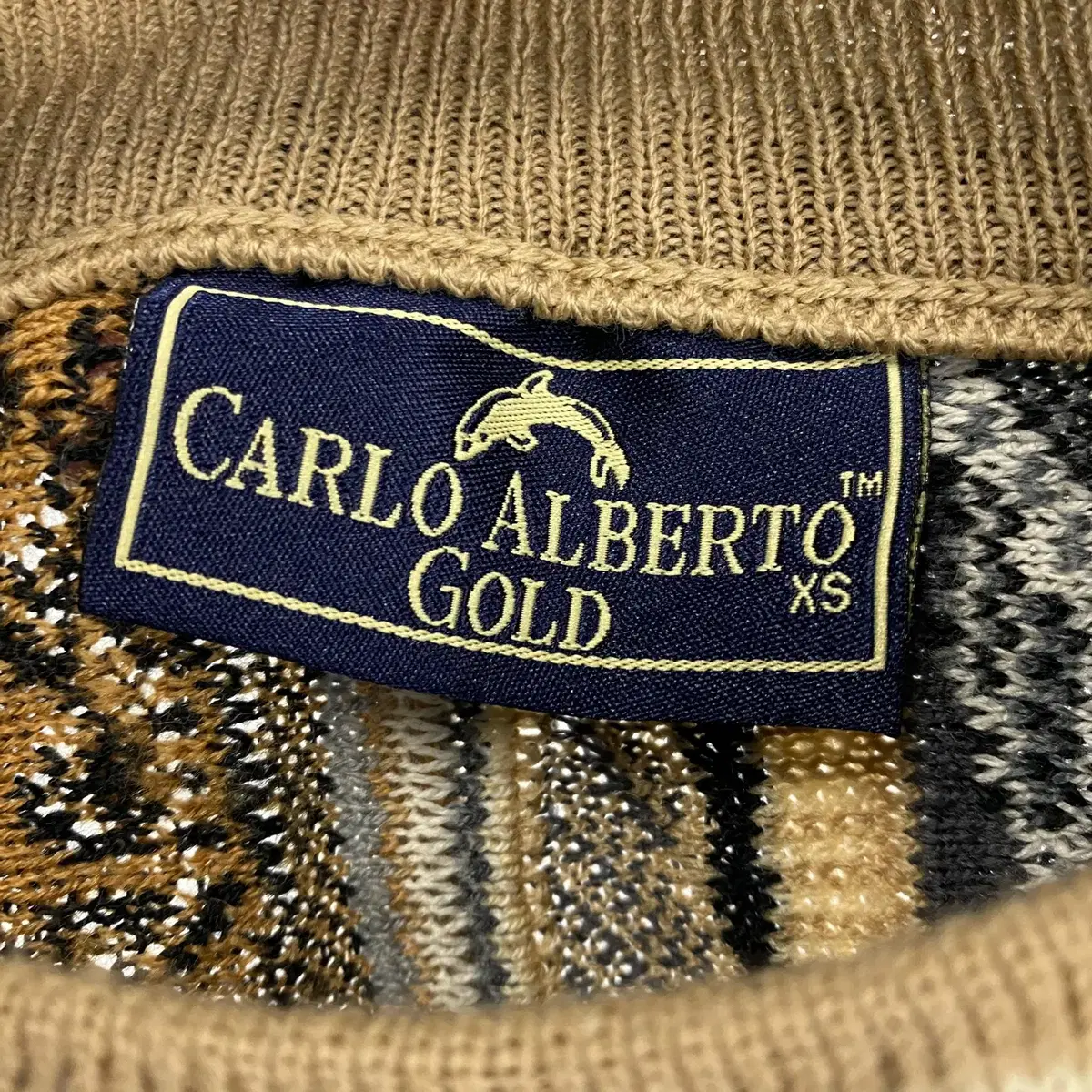 빈티지 CARLO ALBERTO GOLD 루즈핏 패턴 울 니트