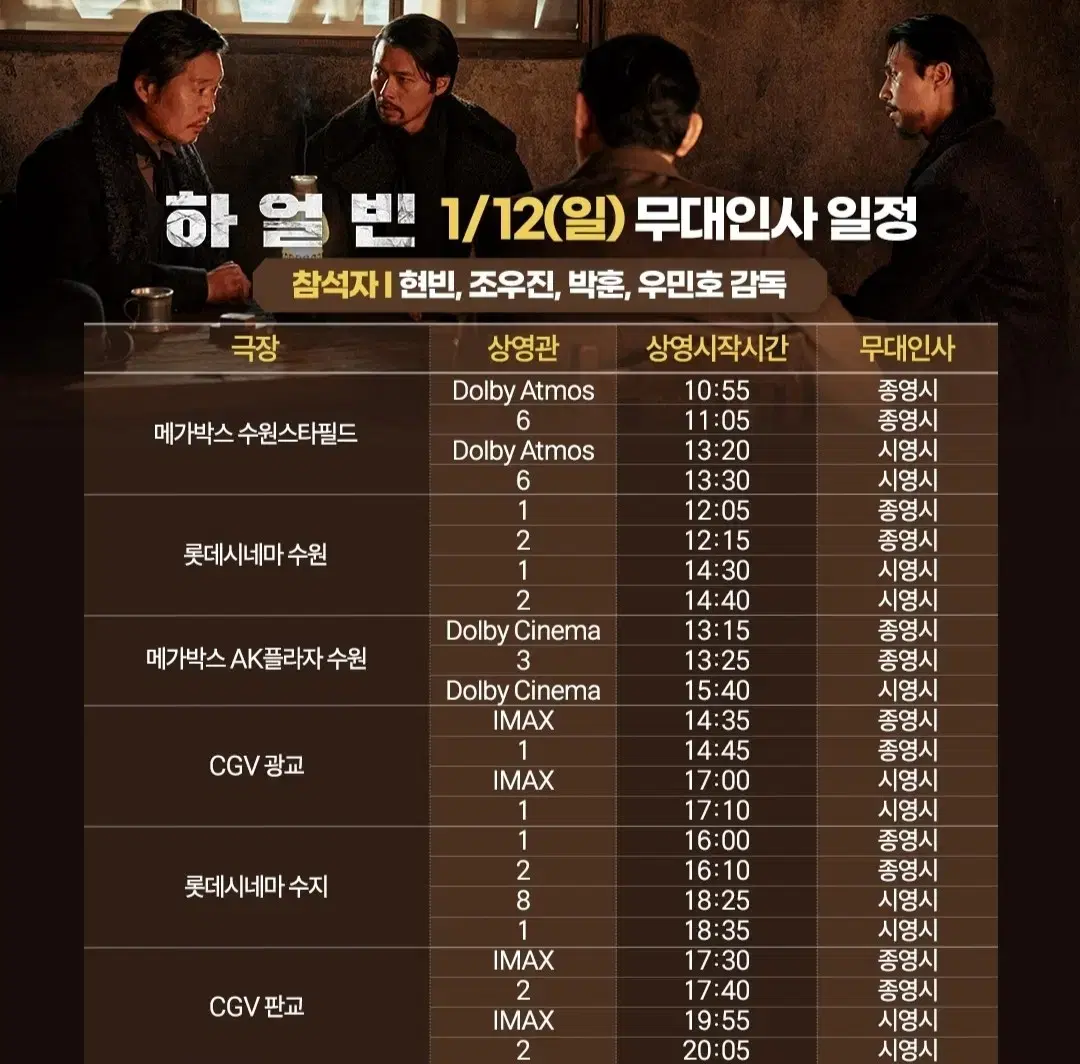 01/12(일) CGV 광교,판교 하얼빈 무대인사 2인