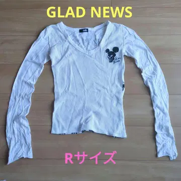 GLAD NEWS 스컬 화이트 롱T