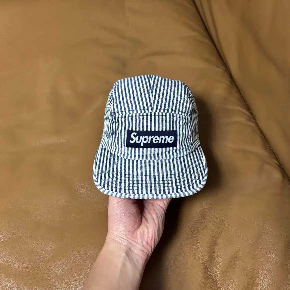 Supreme 슈프림 캠프캡 모자 Hickory Stripe Denim