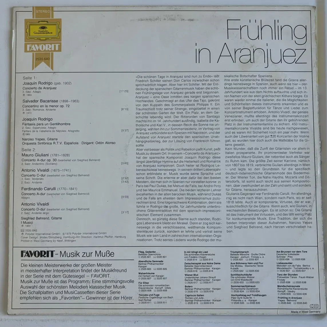 fruhling in aranjuez LP 판매