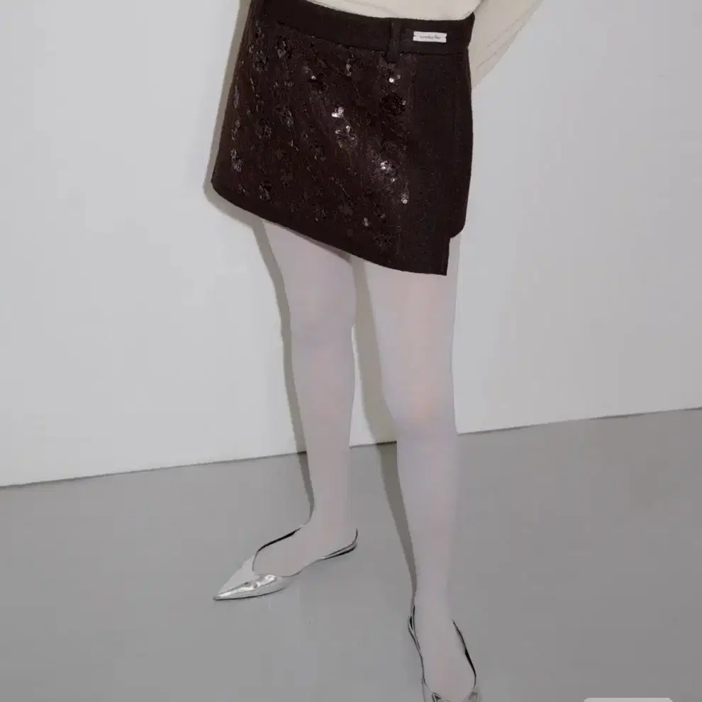 SPANGLE WOOL MINI SKIRT 오버 듀 플레어