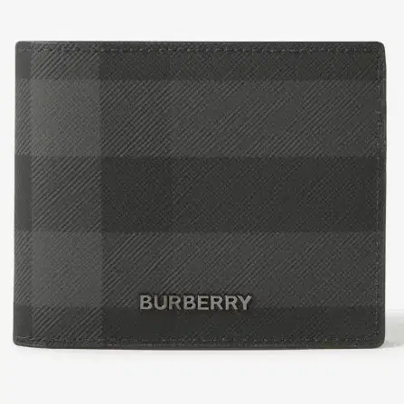 Burberry Charcoal Plaid Leather Trifold