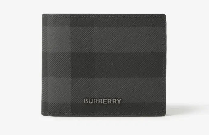 Burberry Charcoal Plaid Leather Trifold