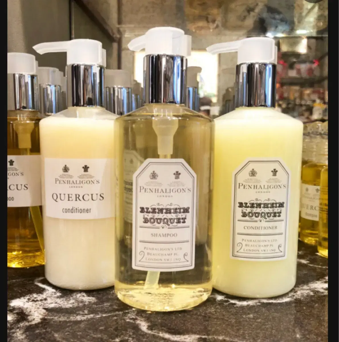 Penhaligon's shampoo, conditioner, body wash, and lotion set for sale.