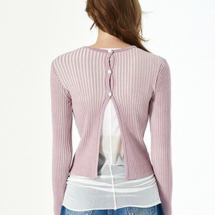 다이애그널 DEEP BACK SLIT KNIT (pink) 니트 가디건