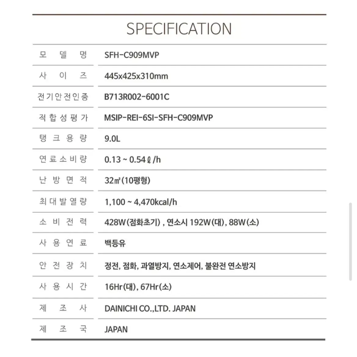 신일 팬히터 900 SFH-C909MVP