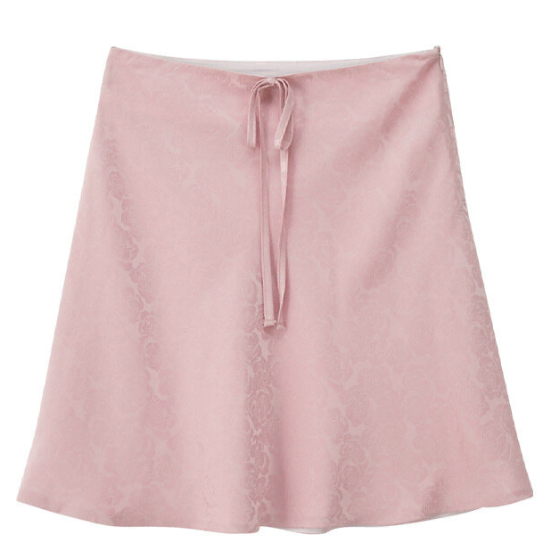 살롱드욘 Retro Satin Skirt_ Pink 스커트 자카드 패턴