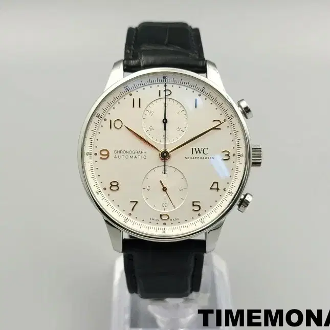 iwc 포르투기저 크로노그래프 40mm 스틸 악어가죽 스트랩 남성용 오토