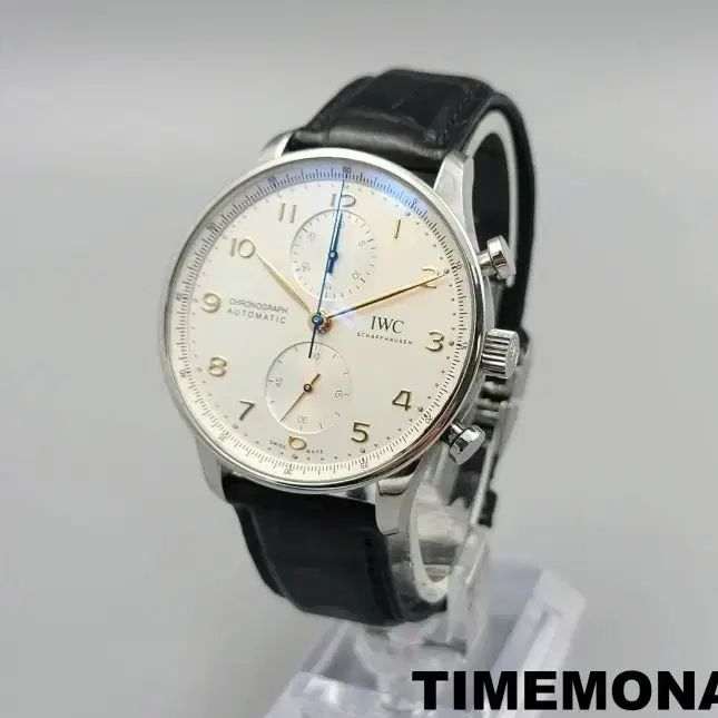 iwc 포르투기저 크로노그래프 40mm 스틸 악어가죽 스트랩 남성용 오토