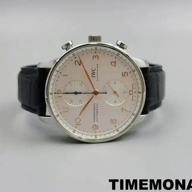 iwc 포르투기저 크로노그래프 40mm 스틸 악어가죽 스트랩 남성용 오토