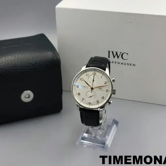 iwc 포르투기저 크로노그래프 40mm 스틸 악어가죽 스트랩 남성용 오토