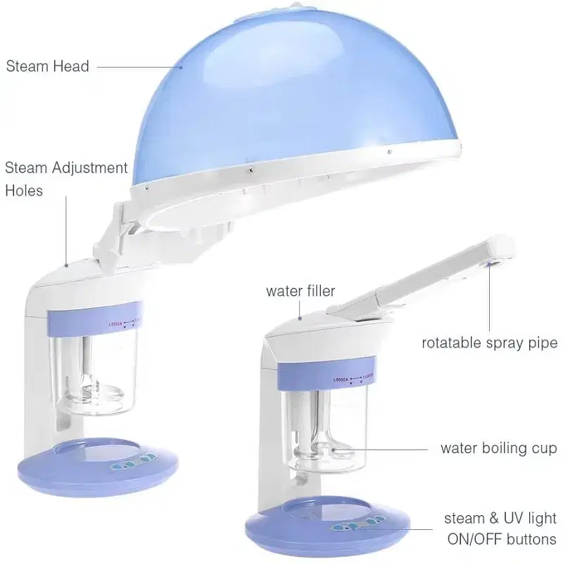 증기 오존 헤어 스티머 가습기 + 360도 회전 얼굴 스파 분무기 사우나