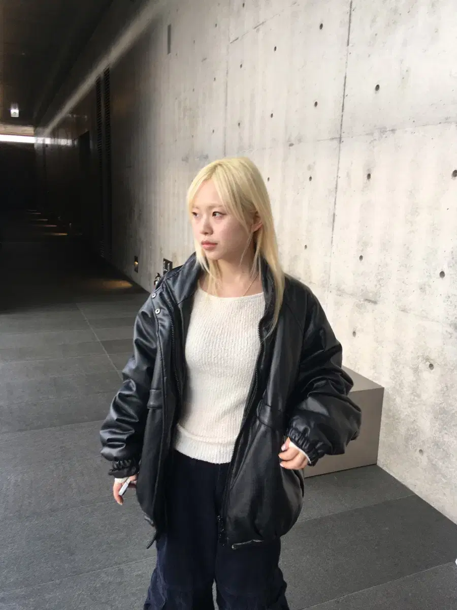 아워캐비넷 leather shell jacket 레더자켓 가죽패딩