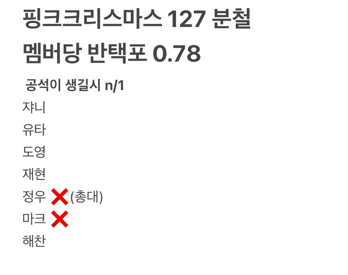 엔시티127 핑크크리스마스 분철 쟈니