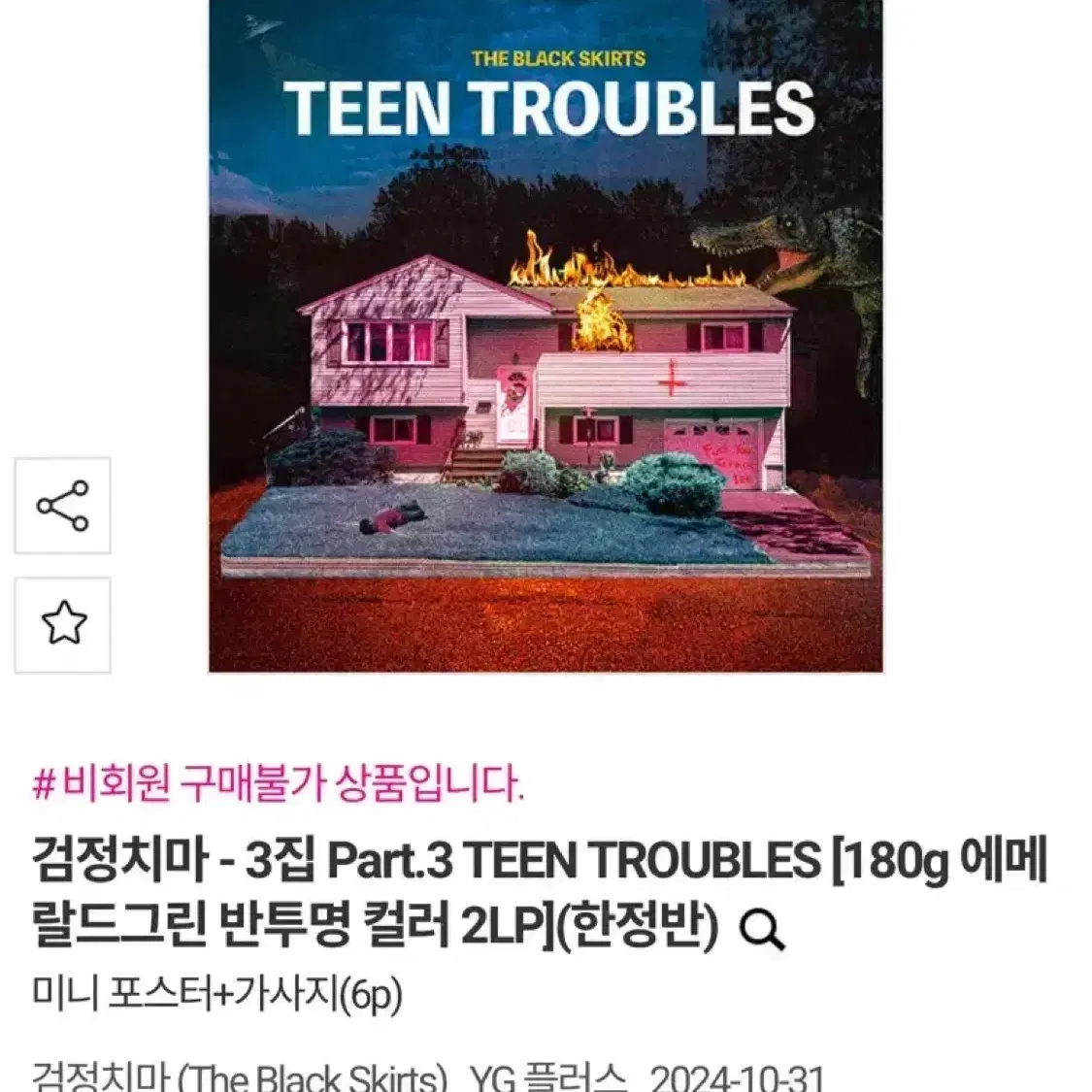 검정치마 - 3집 Part.3 TEEN TROUBLES lp