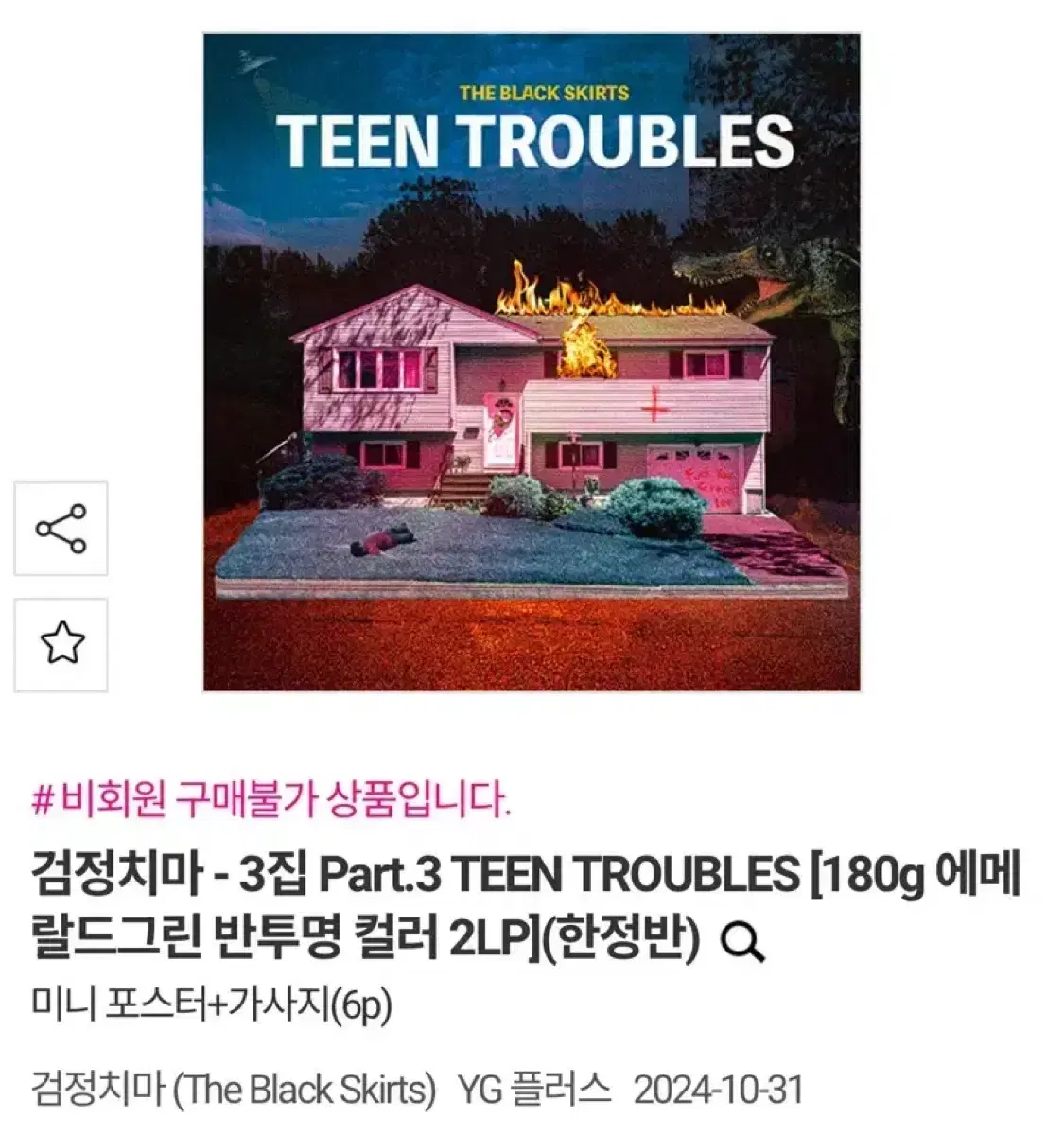 검정치마 - 3집 Part.3 TEEN TROUBLES lp