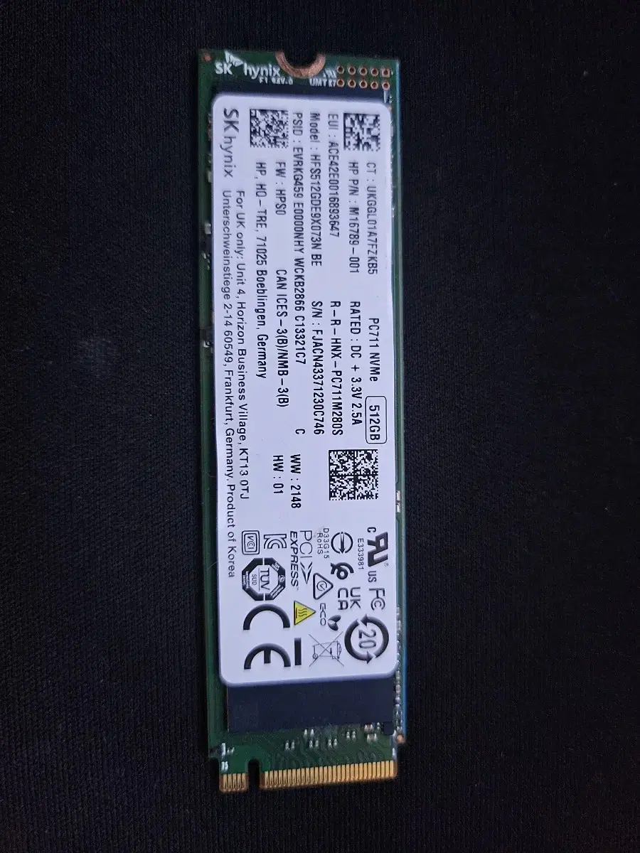 sk 하이닉스 pc711 512gb ssd nvme