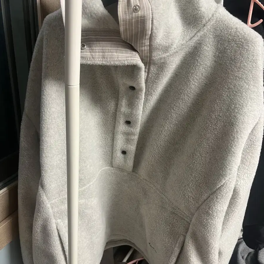 샵페어리fleece anorak pullover melange grey