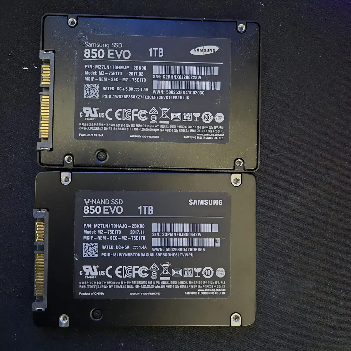 삼성 850evo 1t ssd 2개 판매합니다.