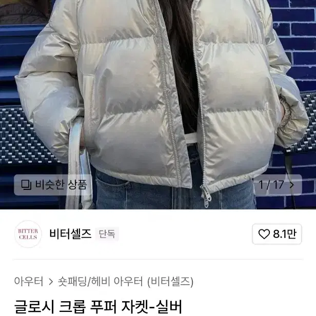 새상품) 비터셀즈 글로시 실버 패딩