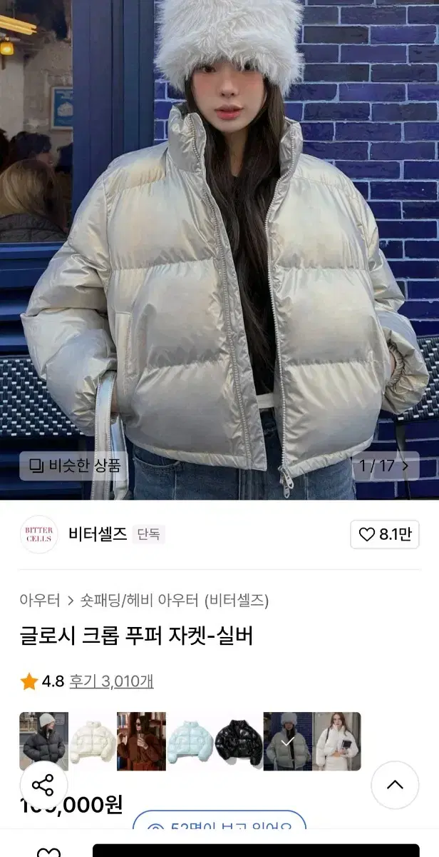 새상품) 비터셀즈 글로시 실버 패딩