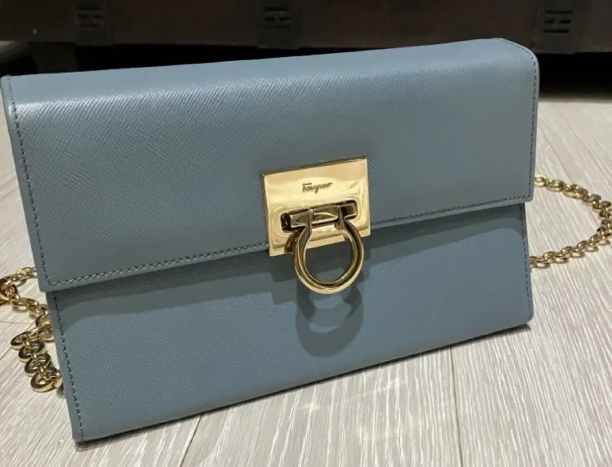 Genuine Ferragamo Gold Chain Mini Crossbody Bag