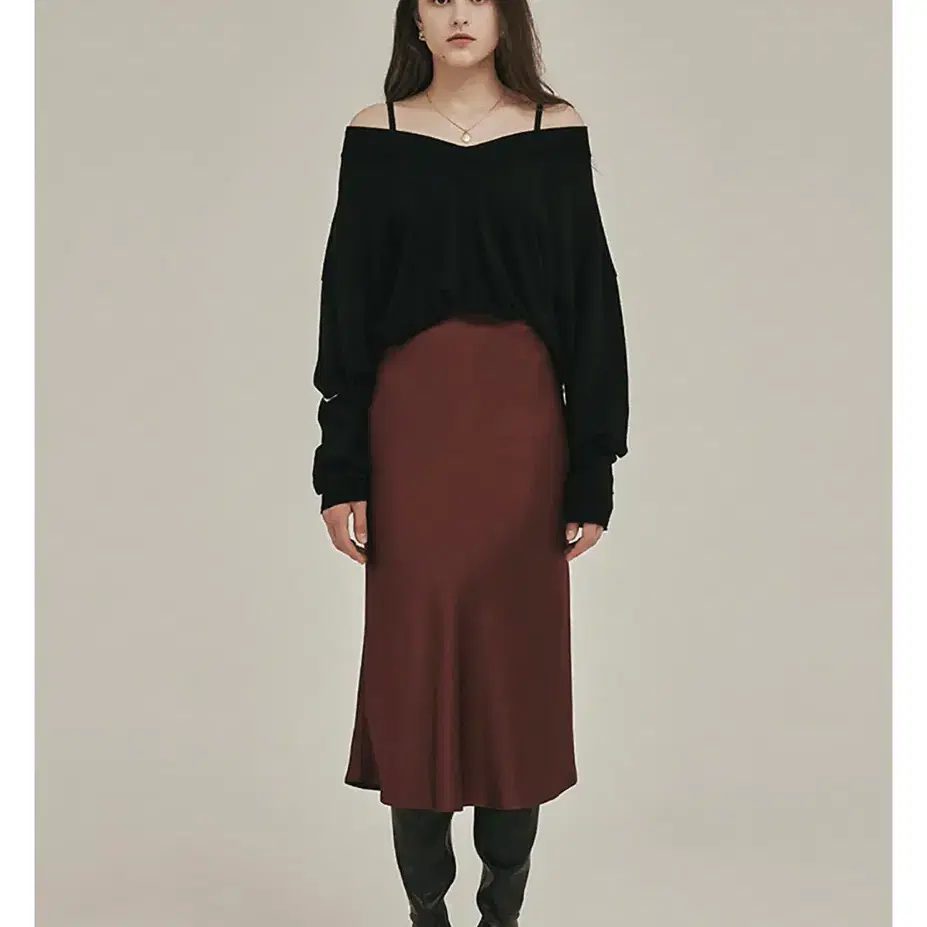 [앵커] Brent Satin Skirt  BRICK