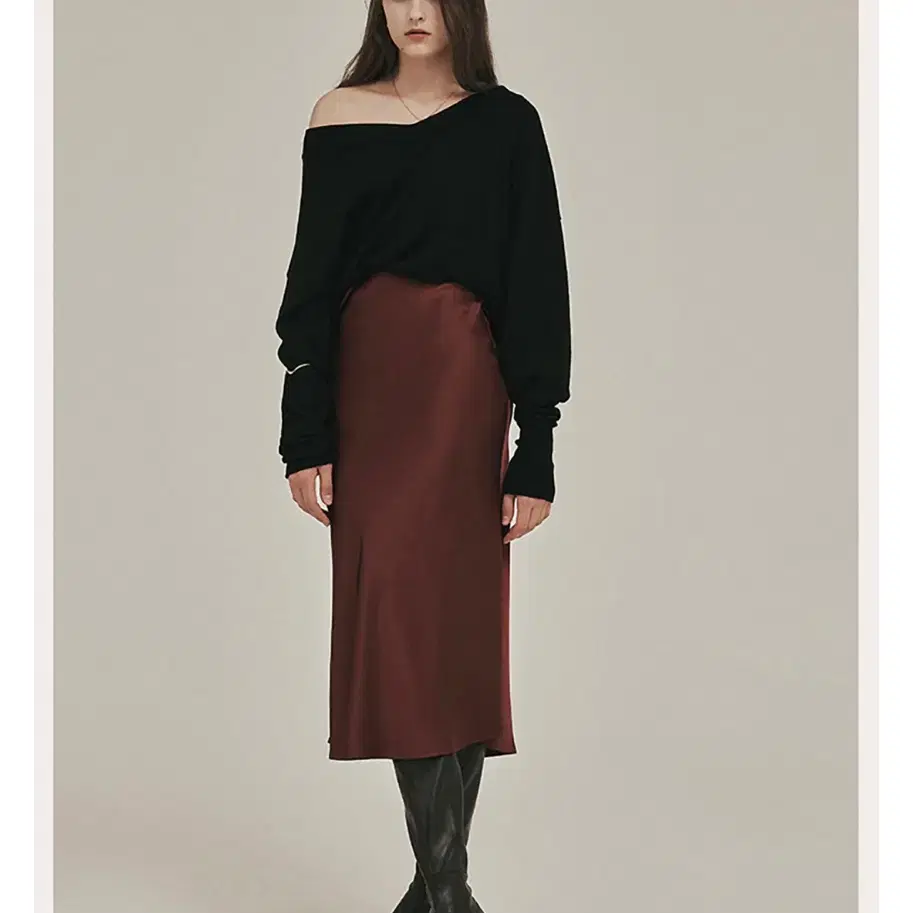 [앵커] Brent Satin Skirt  BRICK