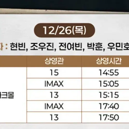 하얼빈 아이맥스 무대인사 2연석 (12. 26 목 / 용산 CGV)