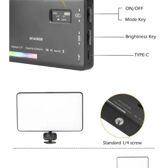 [새제품] 2개. RGB 비디오 조명 2500 9000K LED 카메라