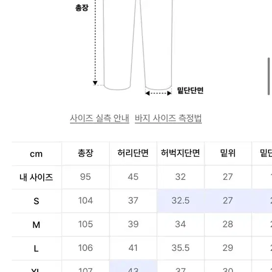 토피 흑청바지 L - 거의 새상품