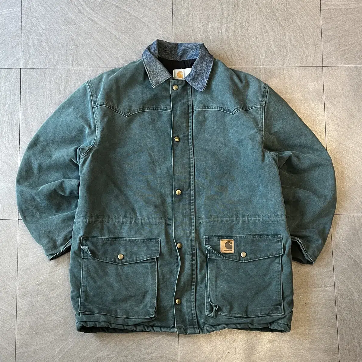 90s USA-made Calhart Turquoise Duck Chore Jacket