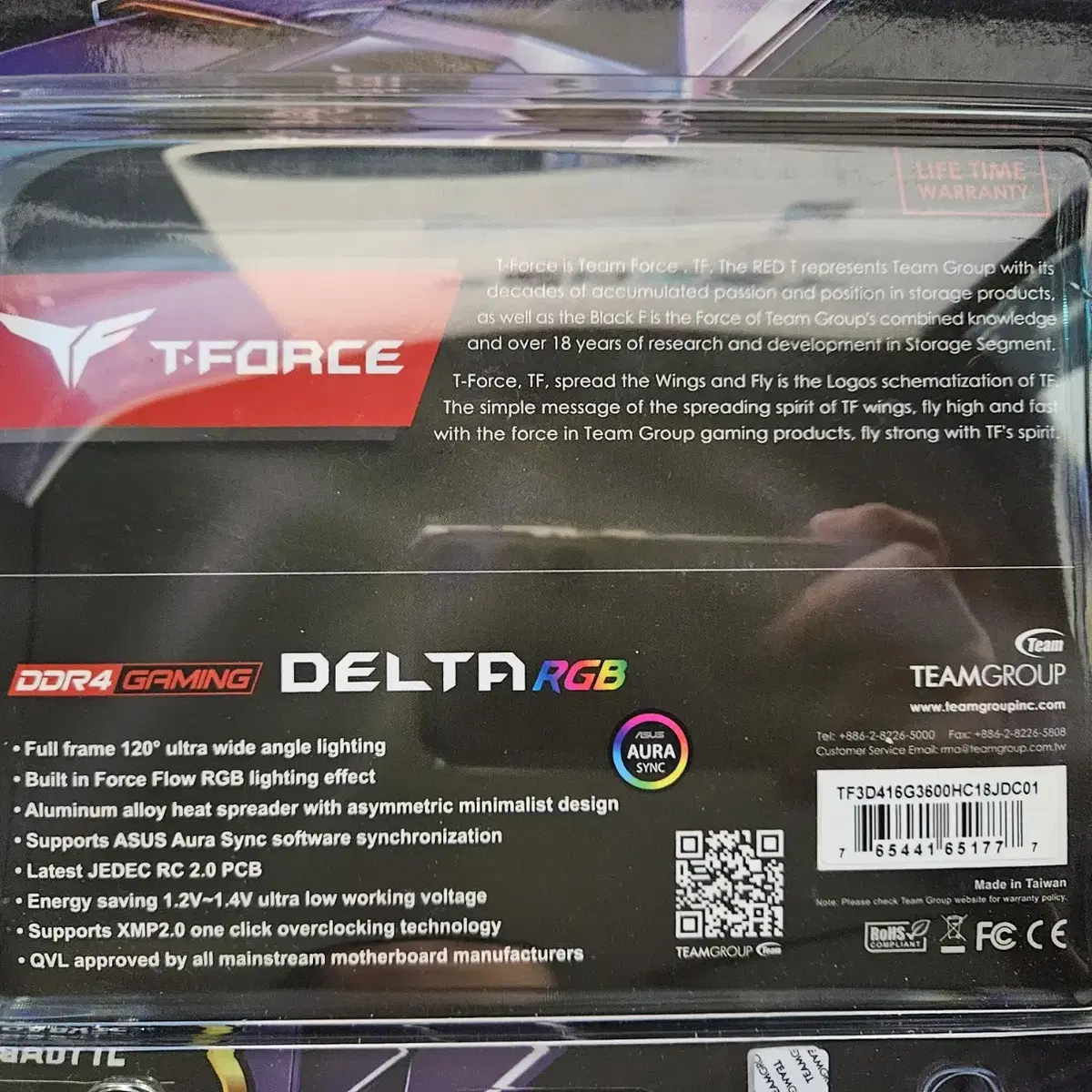 T-Force DDR4 PC-28800 CL18 Delta RGB 블랙