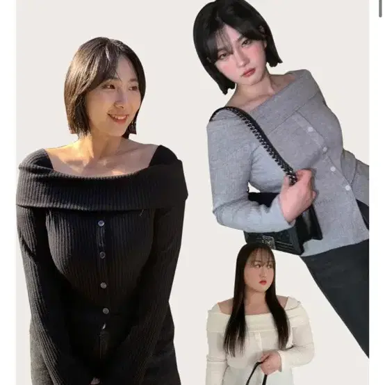 새상품 리치무드 크로네 오프숄더 knit t 그레이 2사이즈