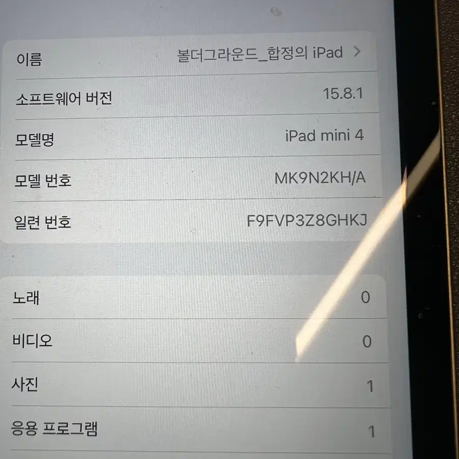 아이패드 미니4 / I pad mini4 (와이파이 S급 /128GB)