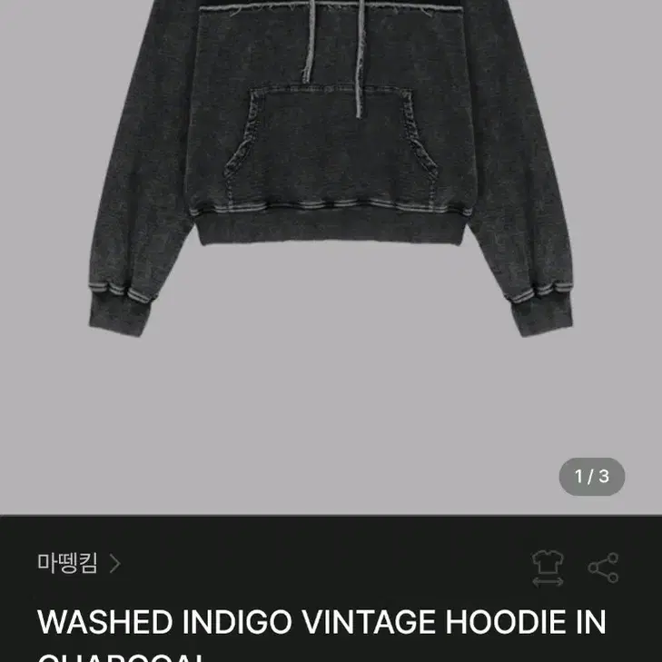 마뗑킴 WASHED INDIGO VINTAGE HOODIE