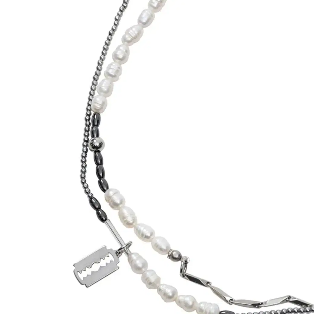 Ajobyajo PBA White Pearl Necklace Silver